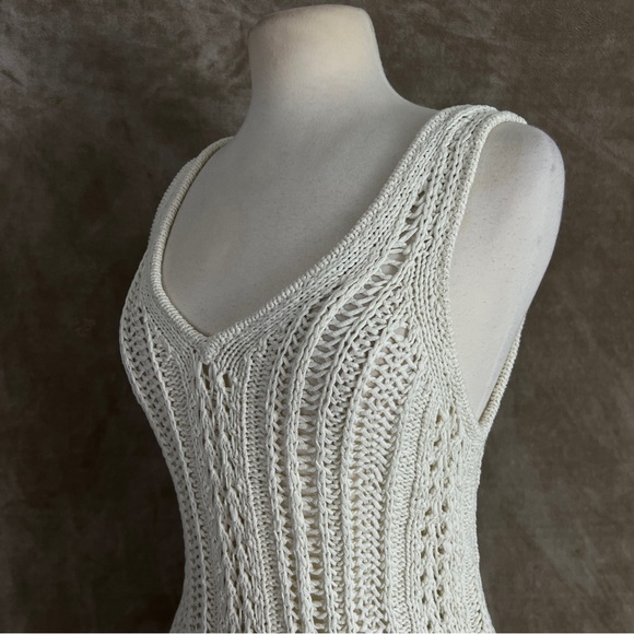 Jonathan Simkhai Ivory Kamilah Crochet Fringe Tank Midi Dress Small NWOT - Picture 5 of 13